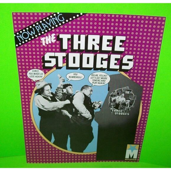 The Three Stooges Arcade FLYER Original 1984 Moe Larry Curly Game Art Print - Picture 5 of 6
